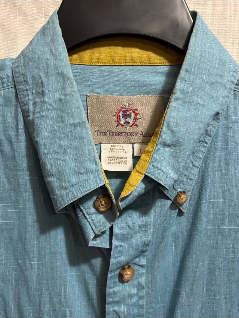 Linen blend long sleeve shirt L